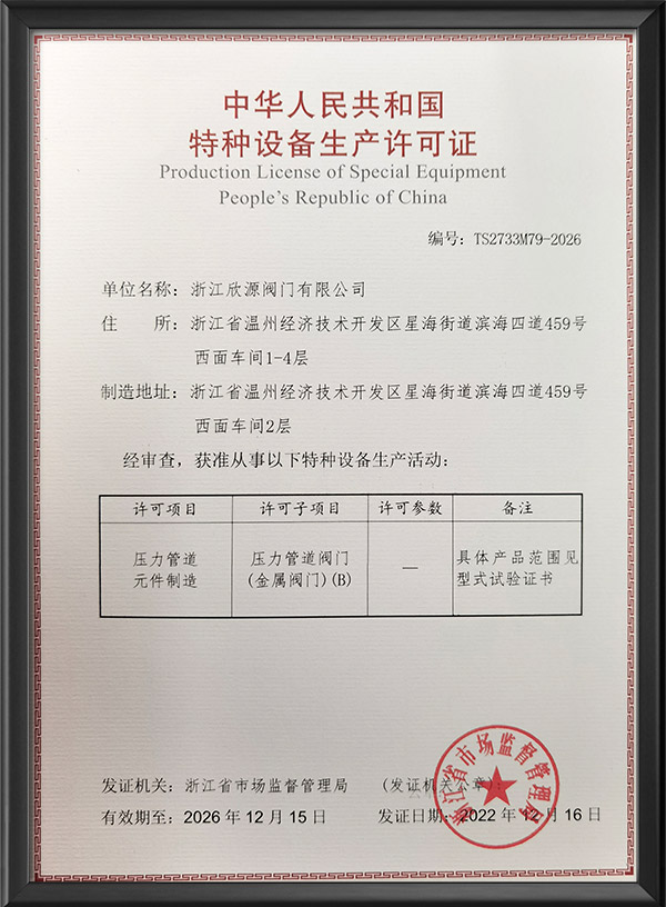 特種設(shè)備生產(chǎn)許可證